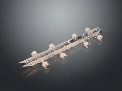 Industrial Conveying Equipment with Long Strip Metal Frame and Multiple Rollers 3d model