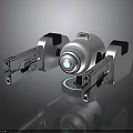 Futuristic Weapon With Silver Body And Blue Glowing Dual Mechanical Arms