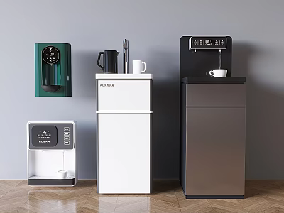 Modern Kitchen Appliances with Upright Design and Green White Brown Hues in Home Kitchen 3d model