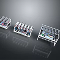Modern Industrial Laboratory Equipment With Multi Layered Shelving And Compartments
