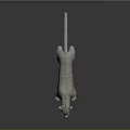Snow Leopard 3D Model with White Fur and Black Spots Open Mouth on Black Background