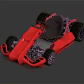 Red Go Kart Design With Black Wheels And Gray Seat Structure