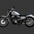 Classic White Motorcycle With Round Headlight Black Seat And Chrome Details