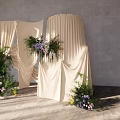 926 jw cream cloth curtain welcome area wedding sketty master and design material renderings 3d model