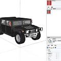 Black Hummer Four Door Off Road Vehicle With Large Tires And Front Grille Design