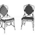 Leisure Chairs With Rattan Frames Round Backrests Geometric Patterns And Soft Cushions 3d model