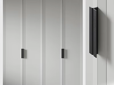 Modern Minimalist Wardrobe With Sleek White Panel Doors And Black Handles 3d model
