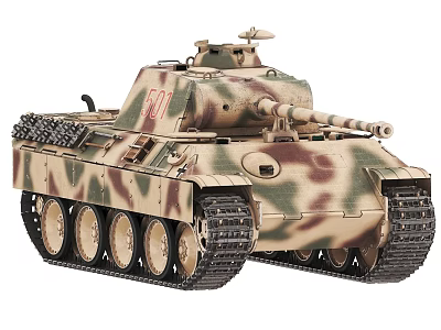 Detailed Camouflage Military Tank With Turret Cannon And Tracks 3d model