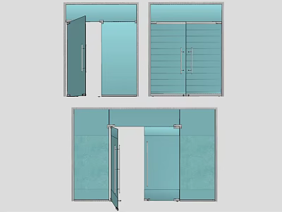 Different Types of Door Design Illustrations With Open and Closed Views 3d model