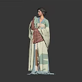 Female Character In Traditional Theatrical Costume With Colorful Patterns And Ornate Details