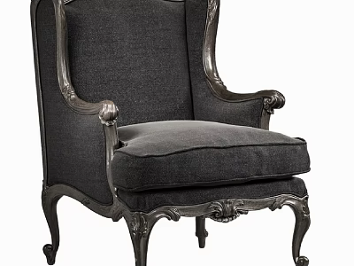 Dark Upholstered Armchair Featuring Carved Wooden Frame Ornate Legs And Classic Style 3d model