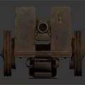 Ancient Bronze Cannon Historical Weapon With Iron Wheels And Rustic Antique Design