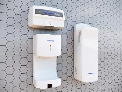 Pioneer White Commercial Hand Hygiene Equipment Mounted On Hexagonal Tile Wall 3d model