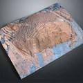 Natural Square Panel With Earthy Brown Texture And Blue Accent Areas On Dark Surface 3d model