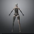 3D Futuristic Female Character With White Hair And Mechanical Armor