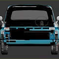 Vintage Blue And White Pickup Truck With Classic Retro Design And Shiny Finish