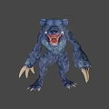 Game Movie Character Blue Fierce Beast With Sharp Teeth And Glowing Claws