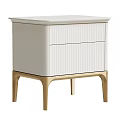 Modern White Bedside Table With Drawers And Wooden Legs Design