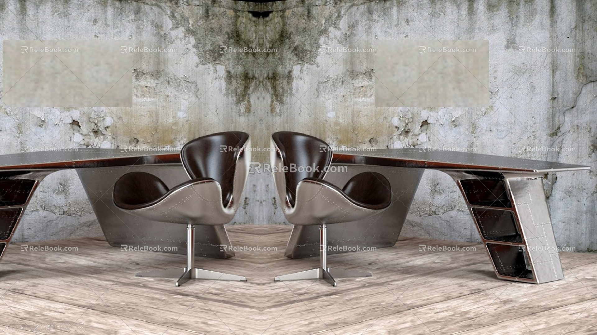 Office Desk Modern Table and Chair Combination European-style Office Desk American-style Office Desk Combination Modern Art Office Desk 3d model