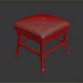 Classic Design Stool With Gray Padded Seat And Elegant Reddish Wooden Legs