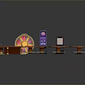 Casino Themed Decorative Items Including Roulette Wheel And Slot Machine Models