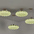 Modern Lighting Combination Featuring White Lampshades Brown Ceiling Base And Hanging Designs 3d model