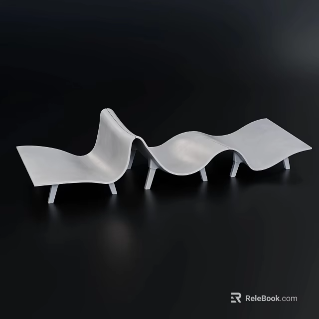 Modern White Public Chairs With Curved Sleek Design And Minimalist Structure 3d model 