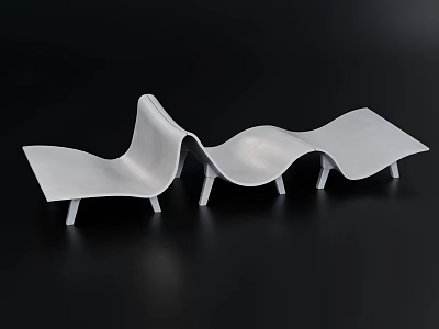 Modern White Public Chairs With Curved Sleek Design And Minimalist Structure 3d model