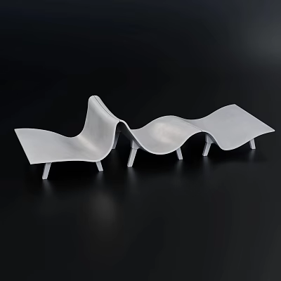 Modern White Public Chairs With Curved Sleek Design And Minimalist Structure 3d model