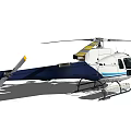 White And Blue Sleek Helicopter Exterior Design With Rotors Landing Gear And Windows