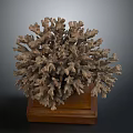 Intricate Handcrafted Coral Shaped Sculpture Carving Display On Wooden Base