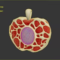 Fashionable Apple Shaped Pendant With Red Silver Design And Central White Gemstone