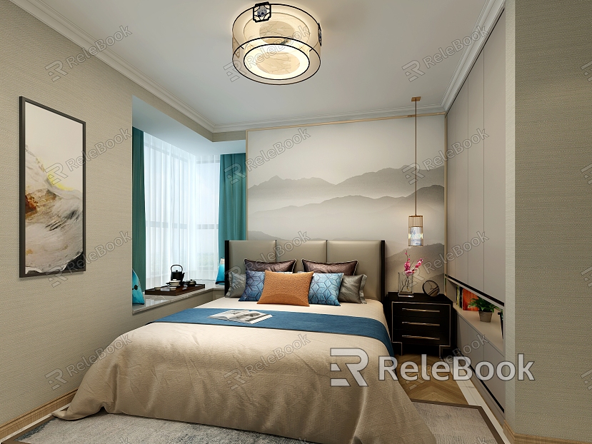 New Chinese bedroom bed ceiling lamp model