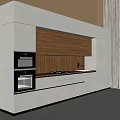 Modern Kitchen Interior With White And Wooden Cabinets Oven And Stove