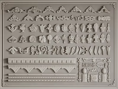 European-style Carved French Carved Hornflower Combination 3d model