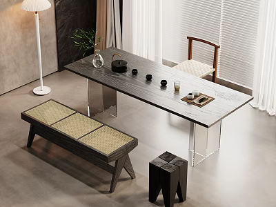 Tea Table and Chair Tea Table and Chair Combination Teahouse 3d model