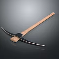 Durable Hardware Tool Pickaxe With Wooden Handle And Metal Head For Construction Work 3d model