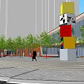 Urban Landscape Design With High Rise Buildings Green Belts And Rooftop Structure