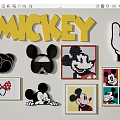 Mickey Mouse Wall Decor With Yellow Letters Pixel Art Gesture And Framed Prints 3d model