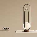 Modern Table Lamp With Black Metal Frame And Wooden Base White Globe