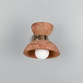 Brown Textured Lampshade Brass Base Wall Lamp with White Bulb 3d model
