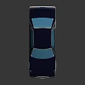 Vintage Classic Sedan With Navy Blue Roof And White Body On Shiny Black Background