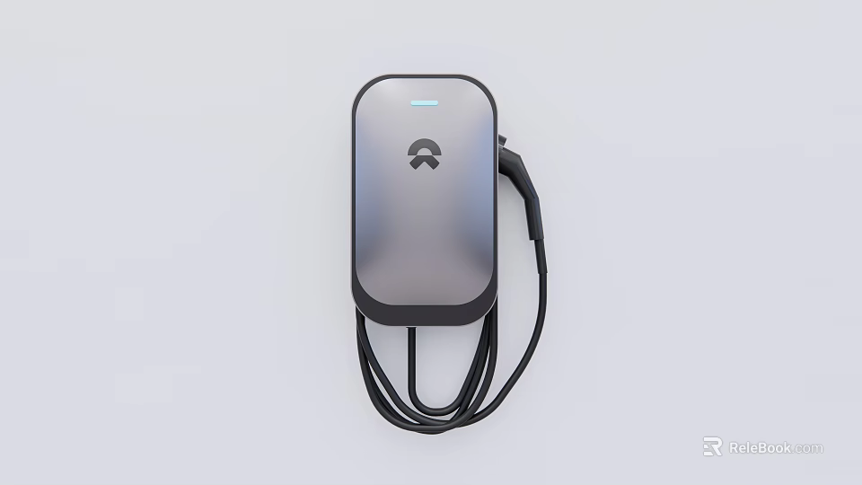 Public Electric Vehicle Charging Station With Modern Sleek Design And Charging Cable 3d model 