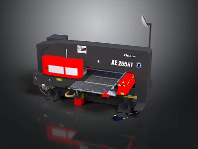Quanli AE 256III Hydraulic Shear Machine With Worktable And Black Red Design 3d model