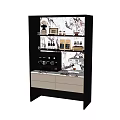 Modern Wine Cabinet With Marble Backdrop LED Lighting And Wine Storage Drawers