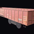 Brown Open Top Freight Train Car With Side Panels Wheels And Metal Vents