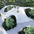 Modern Road Facility With Curved Design Staircase And Lush Surrounding Greenery