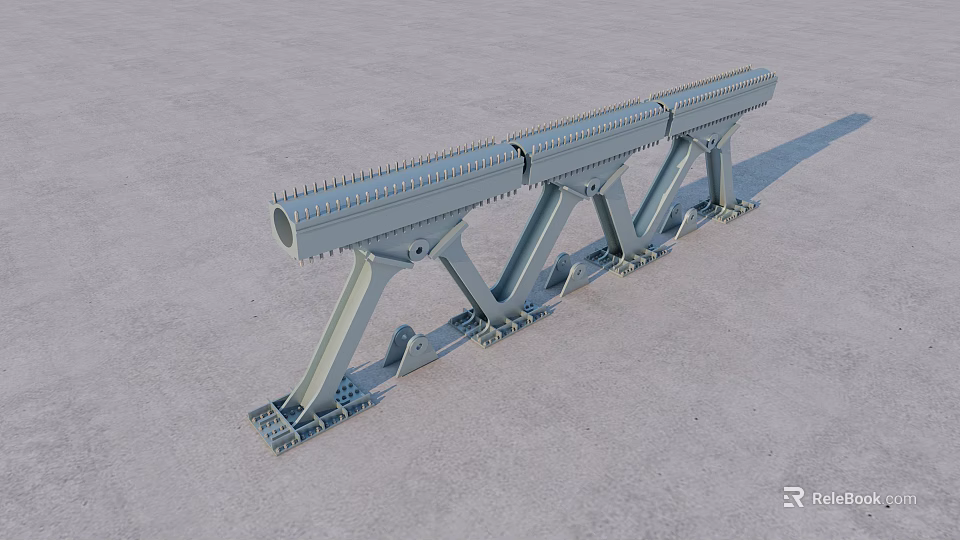 Modern Steel Bridge Structure With Support Beams And Metal Frames Design 3d model 