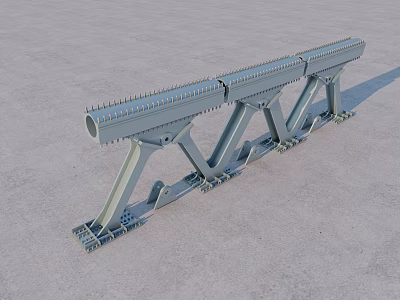 Modern Steel Bridge Structure With Support Beams And Metal Frames Design 3d model
