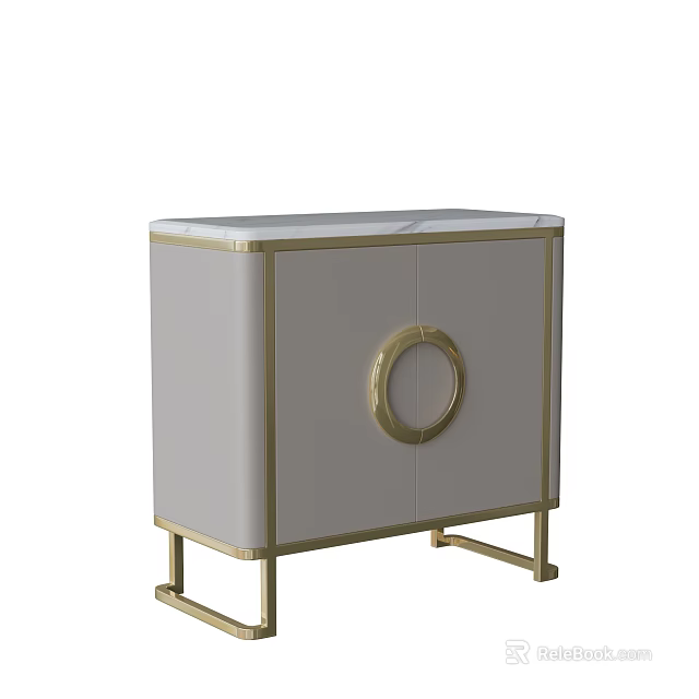 Elegant Modern Dining Table With Gold Frame And Marble Tabletop Design 3d model 